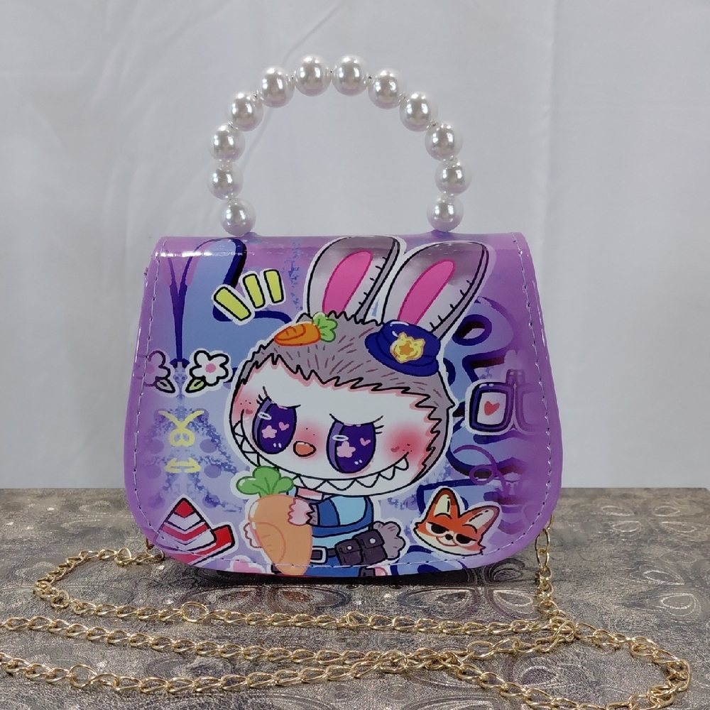 Charming Purple Mini Bag with Cartoon Design Labubu